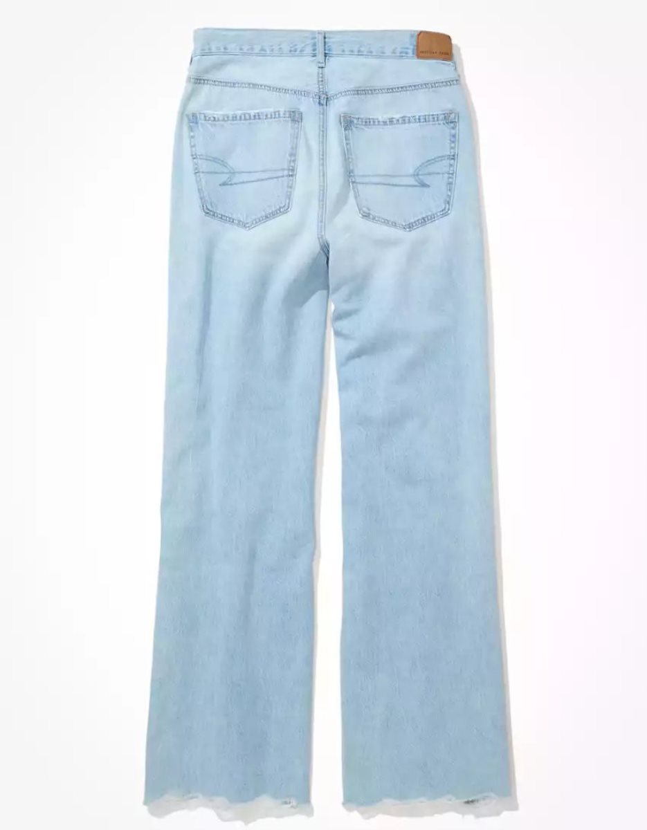 Jean American Eagle AE Ripped Super High-Waisted Baggy Larges-Leg Lavage Clair Femme | AEV-40948192